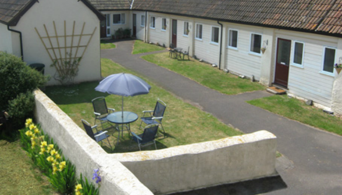 The central courtyard and bungalows at Court Farm
